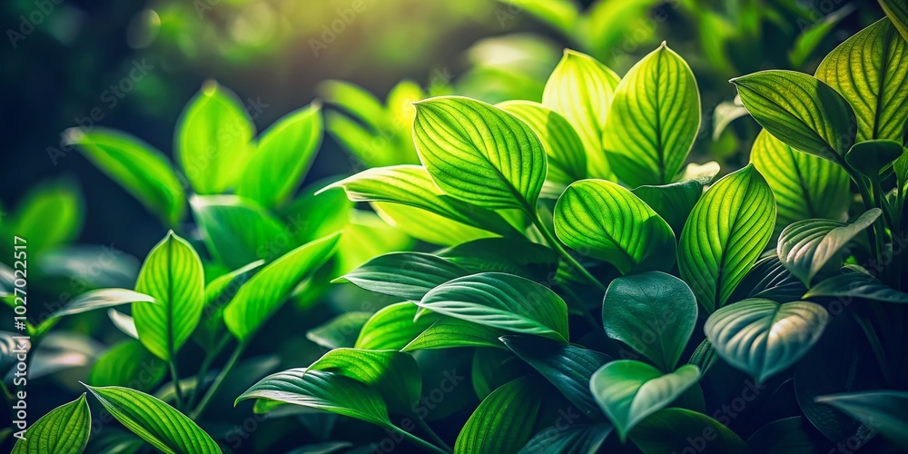 Fototapeta premium Spring Green Leaves Creative Layout in Low Light Photography for Nature Lovers