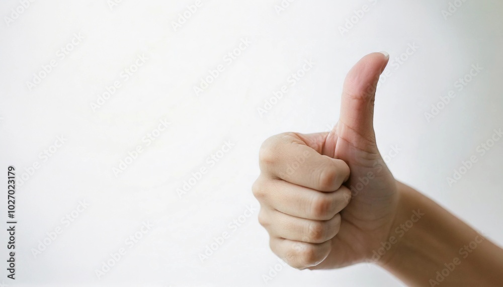 手 サムズアップ 親指 白背景 指 ジェスチャー 表現 クローズアップ 肌 シンプル シルエット 自然 光 フォーカス 前景 健康 明るさ 強調 フィードバック