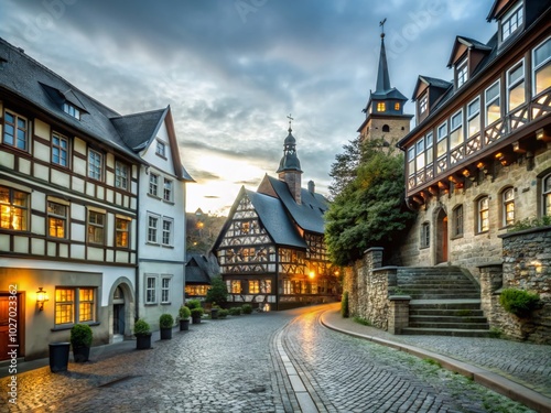 Stolberg Evening View - Captivating Portrait Photography of Historic Architecture and Scenic Landscapes at Dusk