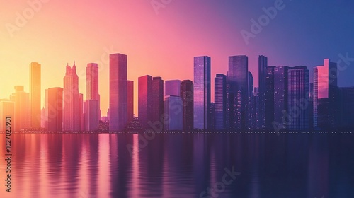 Vibrant City Skyline at Sunrise