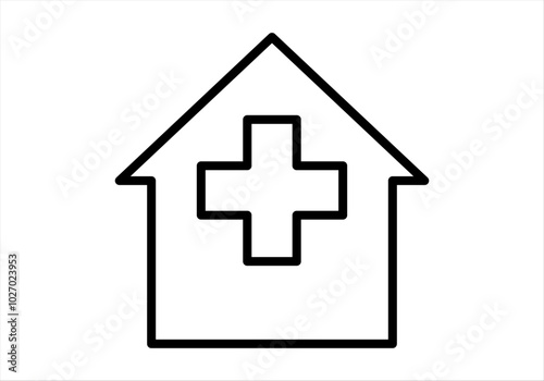 Icono negro de ambulatorio u hospital