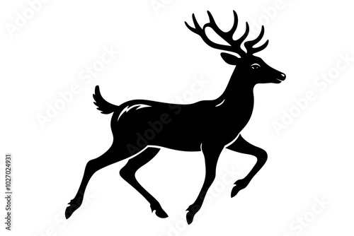 Deer running silhouette | vector silhouette illustration on white background