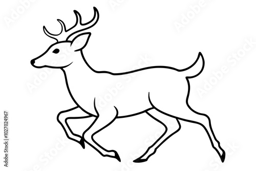 Deer running silhouette | vector silhouette illustration on white background