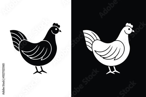 Chicken Icon Vector. Sleek and Simple Symbol for Design Projects