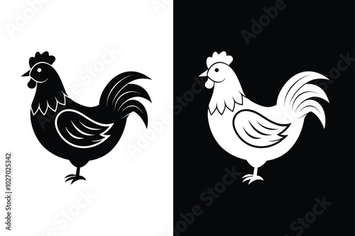 Chicken Icon Illustration. Clean Flat Graphic Design for Websites