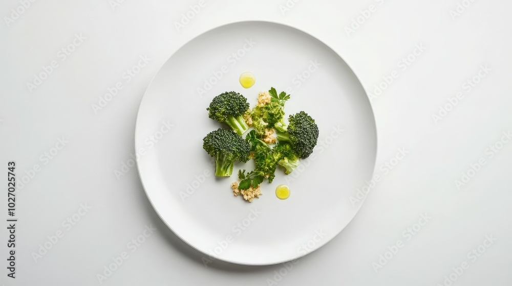 Neatly Arranged Charred Broccoli Florets on a Plate Neatly Arranged Charred Broccoli Florets on a Plate