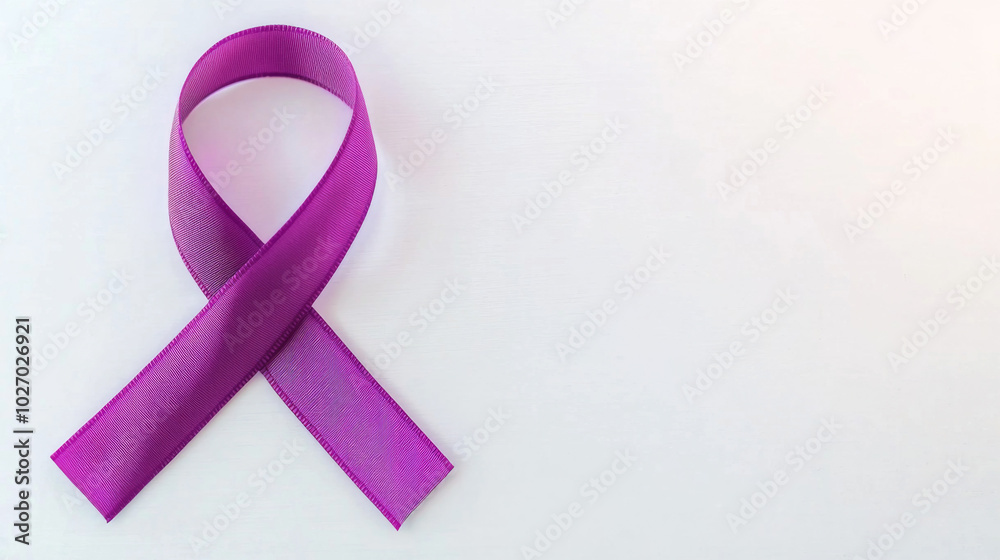 Purple ribbon shaped like lungs on a white background promoting awareness Purple ribbon shaped like lungs on a white background promoting awareness