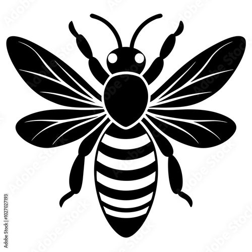 Bee Silhouette isolated black on white background