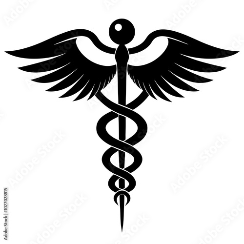 Caduceus Silhouette vector illustration