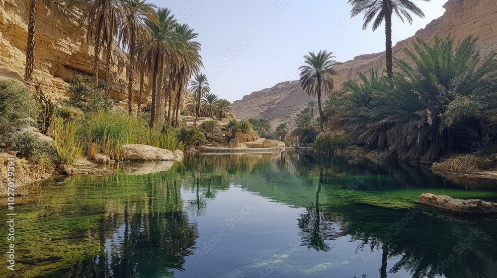 Tranquil Oasis in Al Ahsa's Scenic Landscape Tranquil Oasis in Al Ahsa's Scenic Landscape