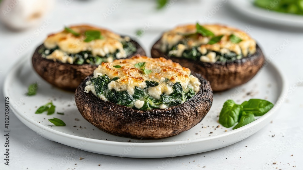 Stuffed Portobello Mushrooms with Spinach Filling Stuffed Portobello Mushrooms with Spinach Filling