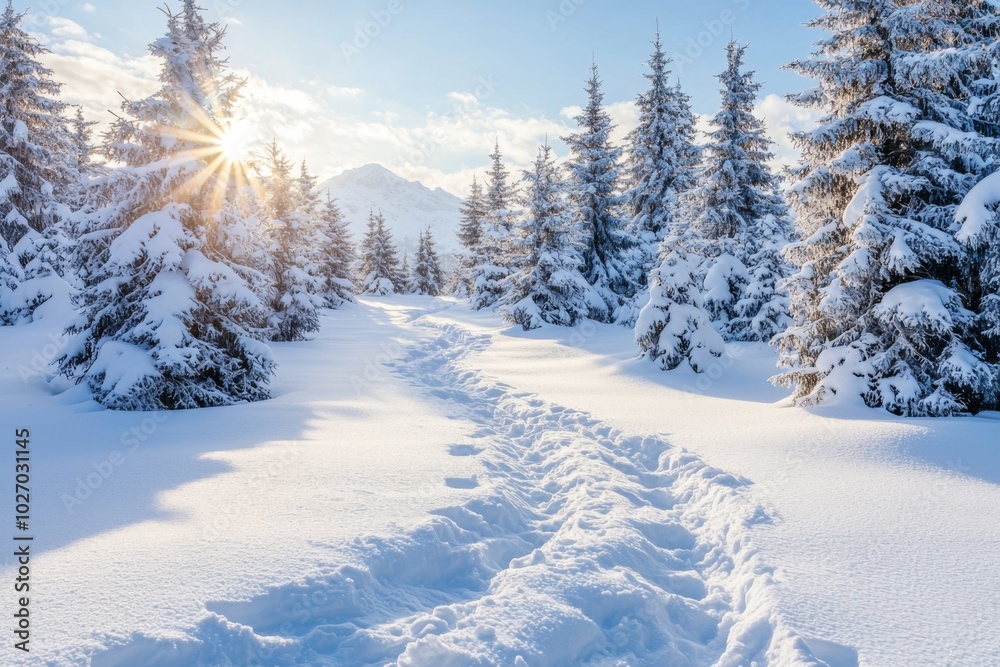 Winter season background created with Generative AI