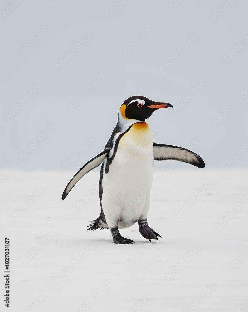 Obraz premium a penguin waddling by on plain white background