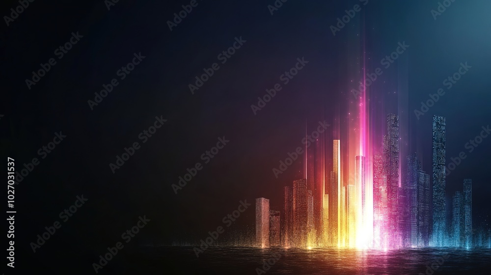 Obraz premium Vibrant Cityscape with Abstract Light Effects
