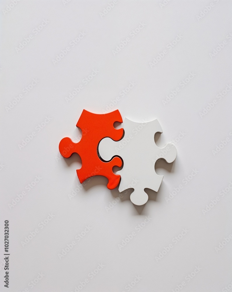 Obraz premium a puzzle piece fitting together on plain white background
