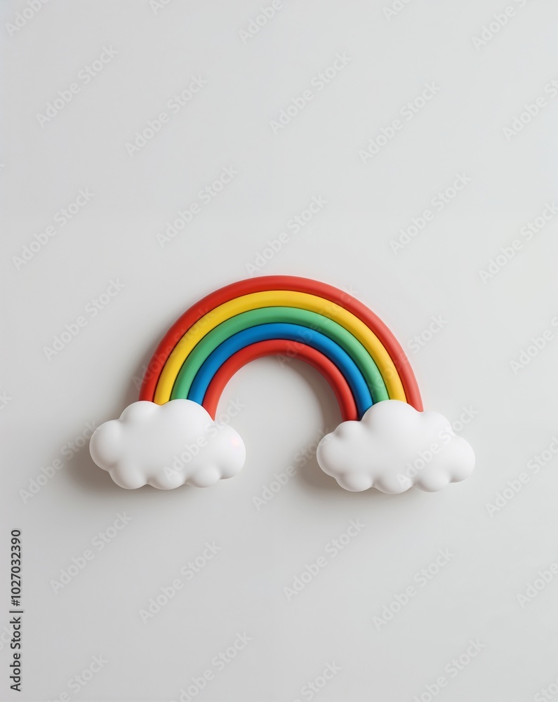 Fototapeta premium a rainbow with clouds on plain white background