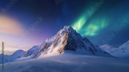 Majestic Mountain Under the Northern Lights