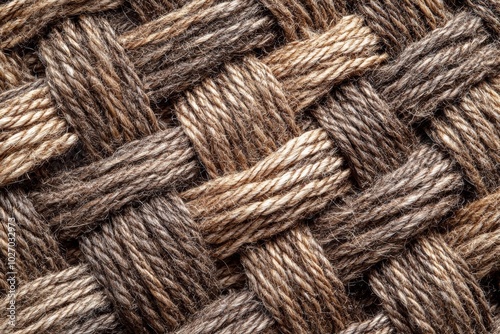 Detailed close-up of woven rope fibers intertwined in a textured pattern. This image emphasizes craftsmanship, durability, and natural materials.