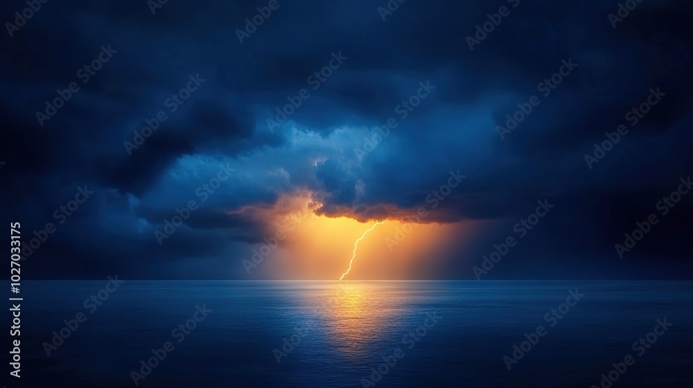 Obraz premium Dramatic Lightning Against Dark Stormy Clouds