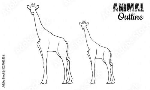 Giraffe Animal outline for kid 