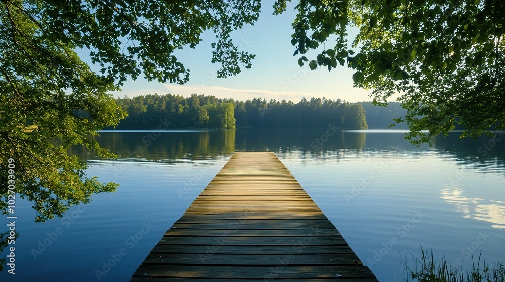 Calm Morning at Serene Lakeside Dock