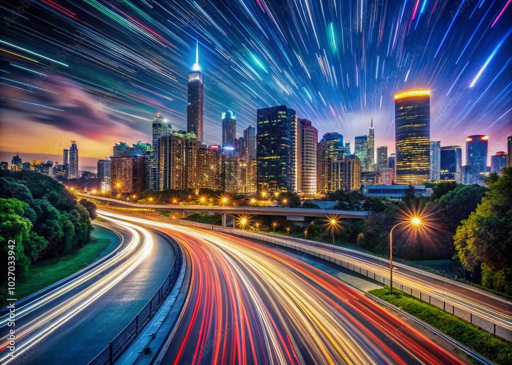 Stunning Long Exposure Nightscape with City Lights and Star Trails for Photography Lovers Stunning Long Exposure Nightscape with City Lights and Star Trails for Photography Lovers