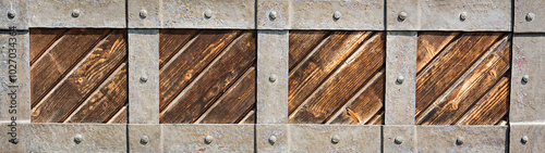 Old Vintage Wood Panel With Wood Decorative Ornamental Cellular Pattern Frame Square Background And Texture With Copy Space
