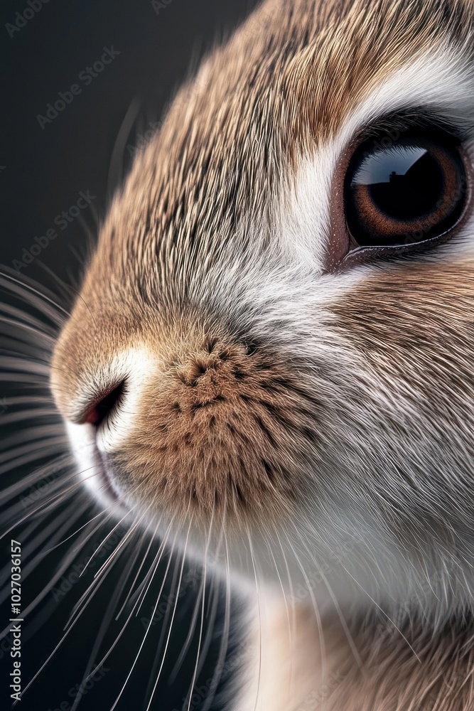 Macro Shot of a Rabbit's Eye and Nose in Profile Macro Shot of a Rabbit's Eye and Nose in Profile