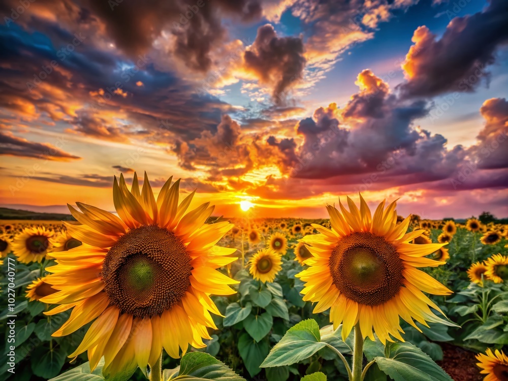 Stunning Sunflower Sky: A Bright Floral Landscape for Nature Lovers