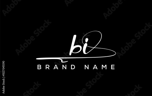 BI letter beauty handwriting vector logo.