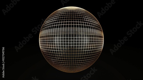 Grid Sphere on Black Background - a striking and modern visual. The image showcases a grid-patterned sphere set against a dark backdrop, creating a bold and futuristic effect.