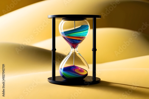 Conceptual Photo Picture of an Hourglass Object in the Dry Desert