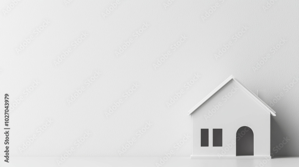 Modern white house model isolated on a clean background for real estate display Modern white house model isolated on a clean background for real estate display