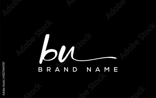BU letter beauty handwriting vector logo.