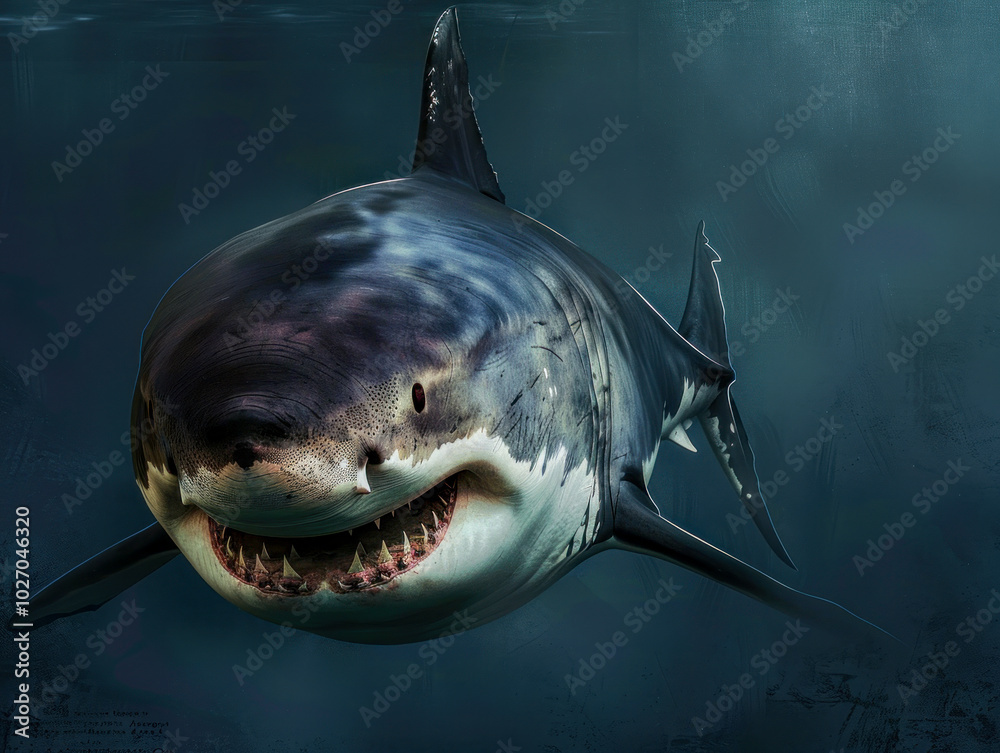 Naklejka premium Close-up of a great white shark underwater