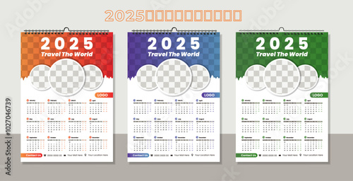 Vector single page colorful wall calendar design template. 2025 Calendar Template Design,. One page wall calendar design for 2025. Wall calendar vector for corporate.