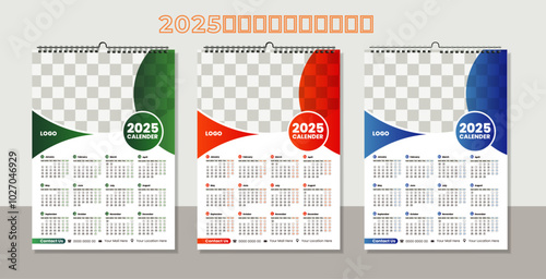 Vector single page colorful wall calendar design template. 2025 Calendar Template Design,. One page wall calendar design for 2025. Wall calendar vector for corporate.