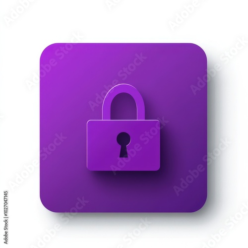 Stylized purple padlock icon on a smooth background, symbolizing security and protection. mobile application icons