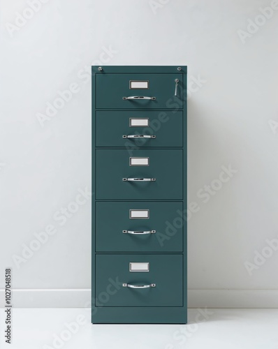 a filing cabinet with drawers on plain white background