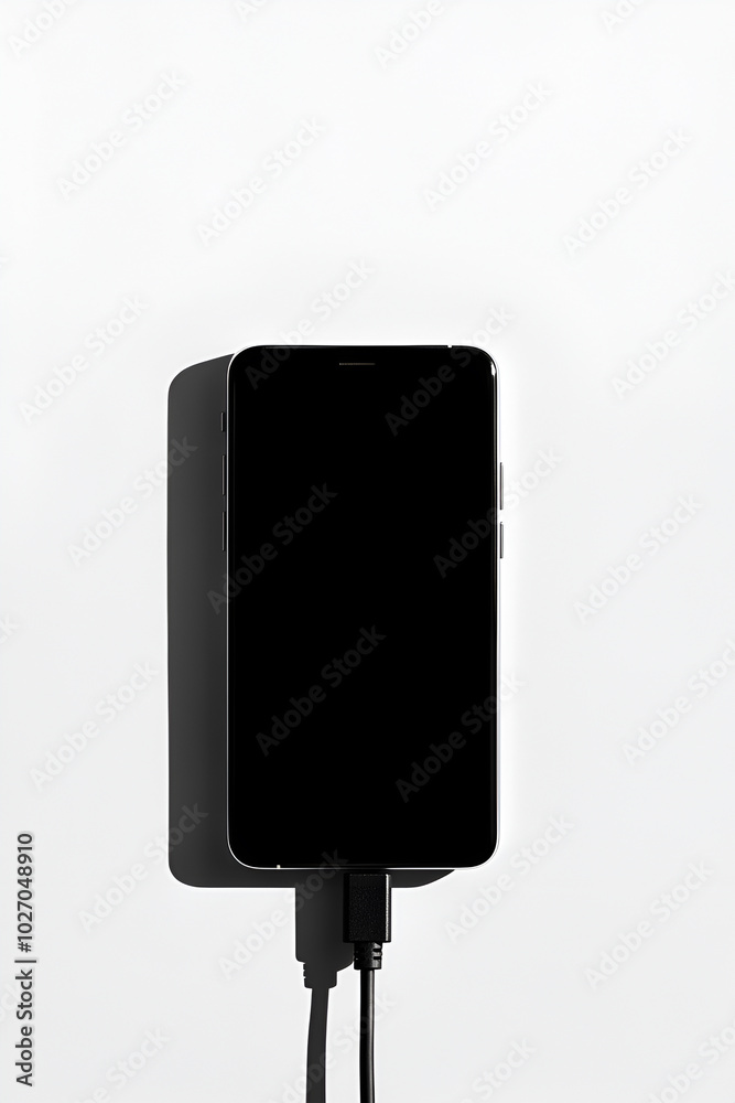 Phone with charging on a white background Phone with charging on a white background