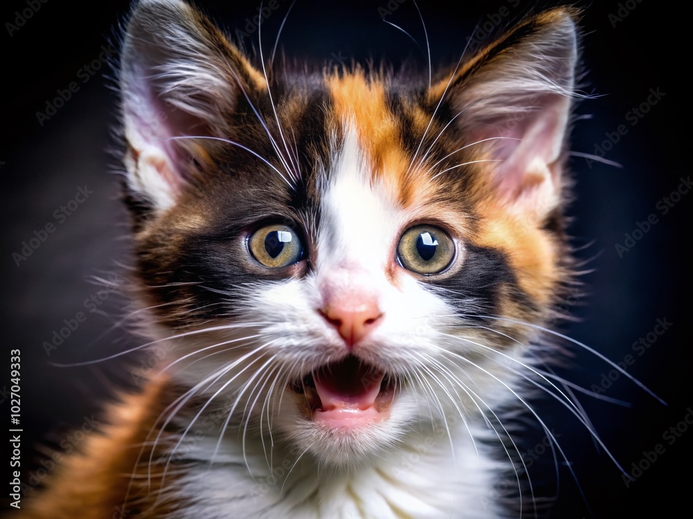 Surprised Tuxedo Kitten in Fashion Style on Black Background - Perfect for Pet Lovers and Cat Enthusiasts Surprised Tuxedo Kitten in Fashion Style on Black Background - Perfect for Pet Lovers and Cat Enthusiasts