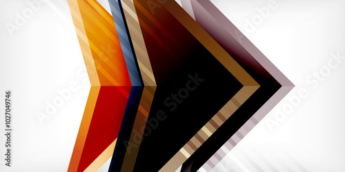 Wallpaper Mural Arrows with 3d effect abstract background. Triangles on light grey backdrop Torontodigital.ca