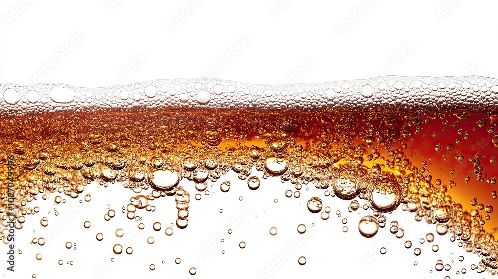 Side view background of refreshing cola flavored soda with bubbles isolated Side view background of refreshing cola flavored soda with bubbles isolated
