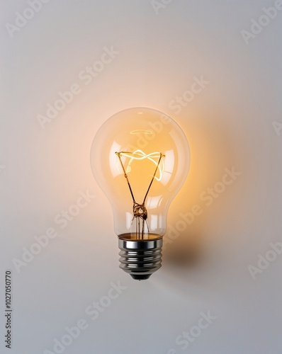 a lightbulb glowing brightly on plain white background