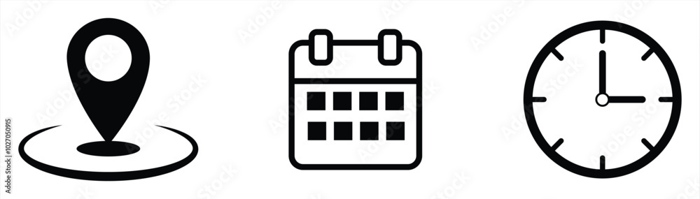 location, date, time icon. address icon vector illustration location, date, time icon. address icon vector illustration