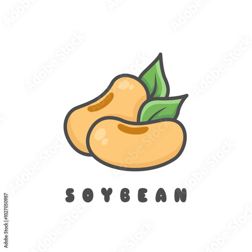 Soybean logo design. Soybean and leaf vector illustration isolated on white background. Glycine max.
