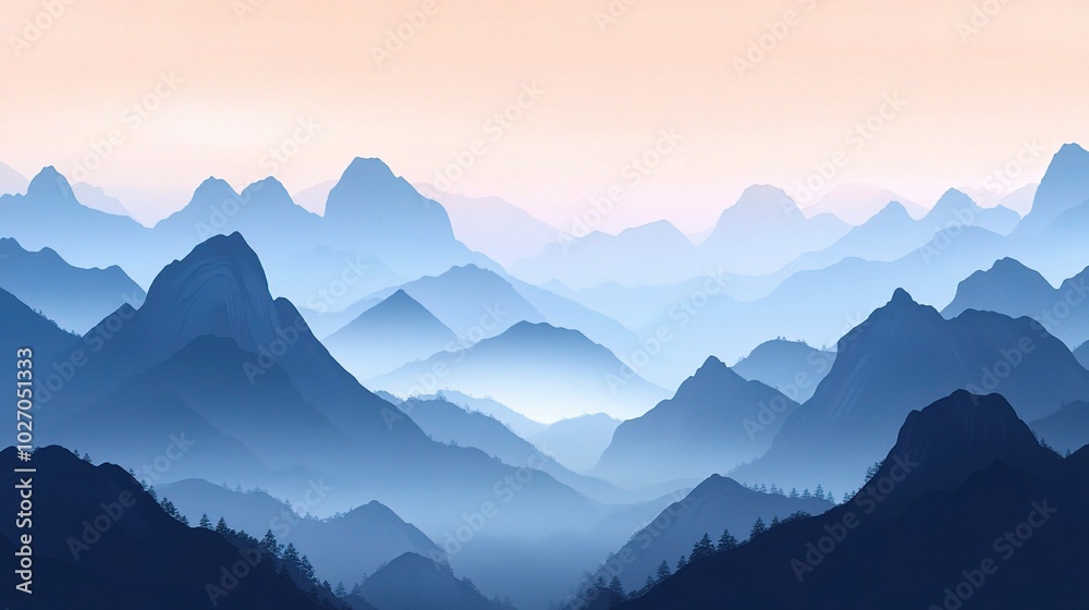 Serene Mountain Landscape at Dusk Serene Mountain Landscape at Dusk