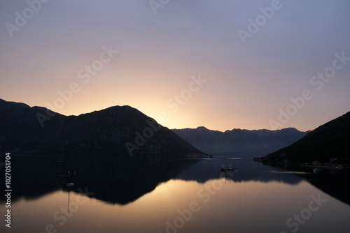Sunrise in the mountains of the Bay of Kotor