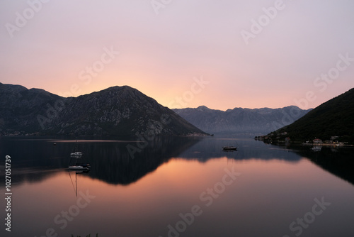 Sunrise in the mountains of the Bay of Kotor
