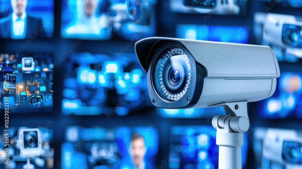 Surveillance Camera in Modern Security Control Room Surveillance Camera in Modern Security Control Room